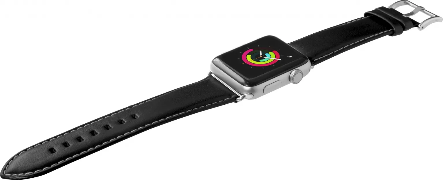 Pulseira Para Apple Watch 42/44 Mm Em Couro Genuíno Preto Oxford - Laut   